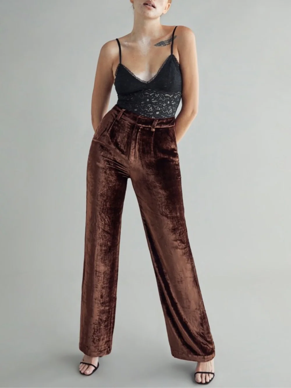NEW Reformation Wes Velvet Pant Chestnut 2